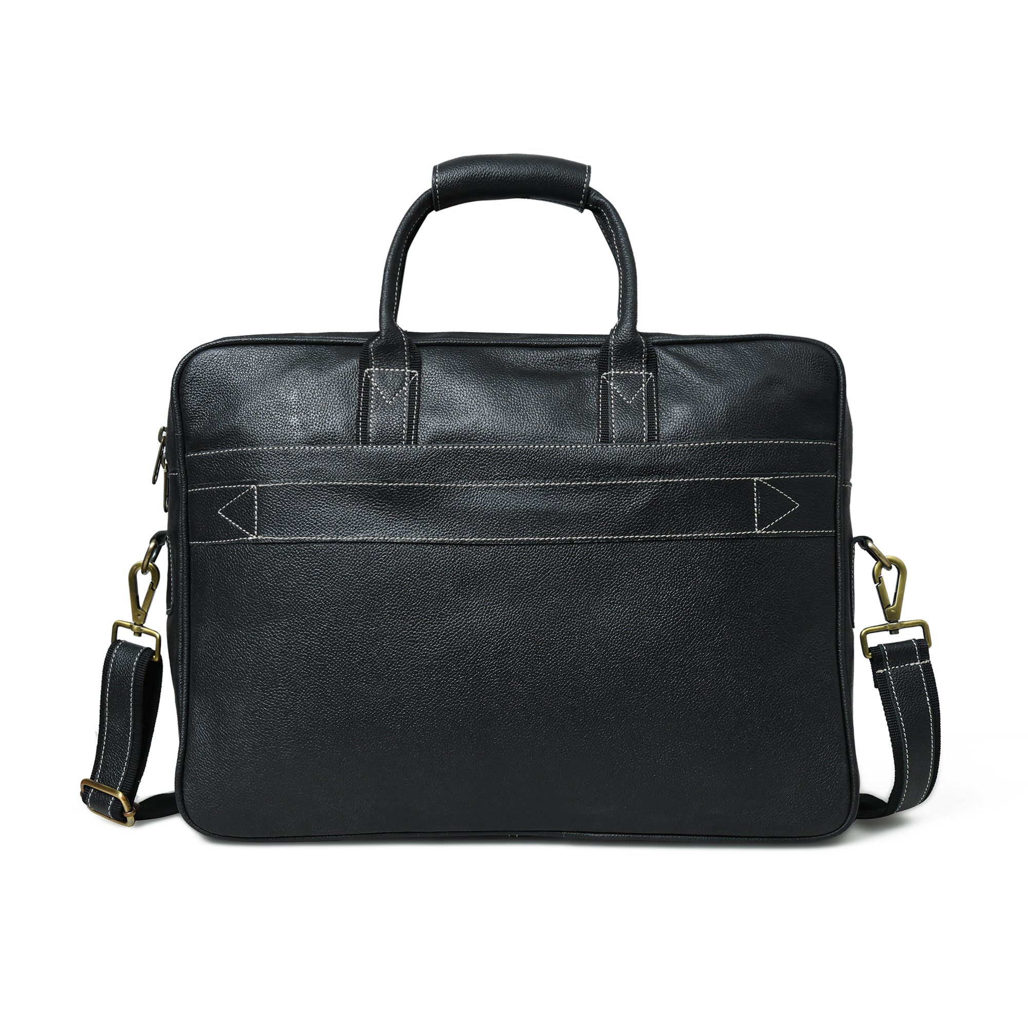 Stylish Black Grain Leather Briefcase