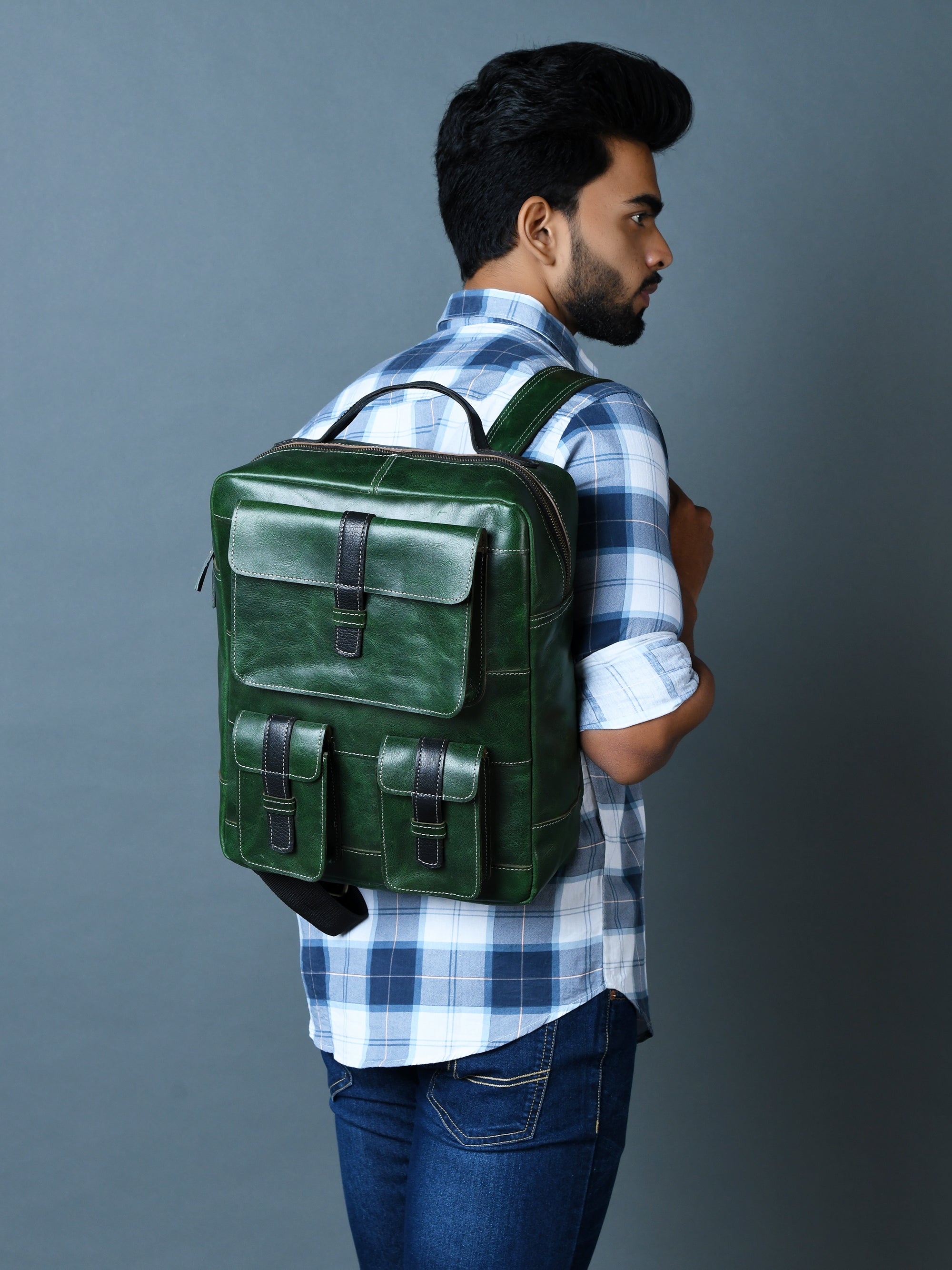 Dark Green Multi pocket backpack