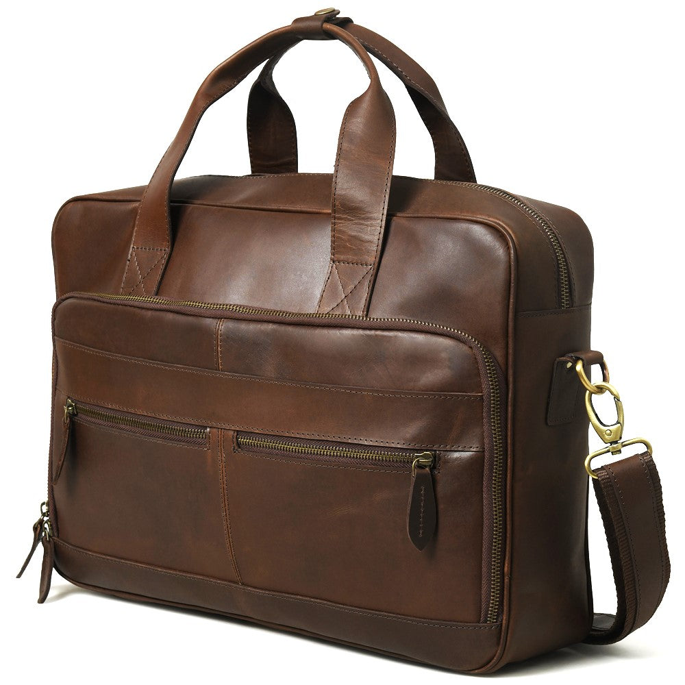 Dark Brown Leather Laptop Bag
