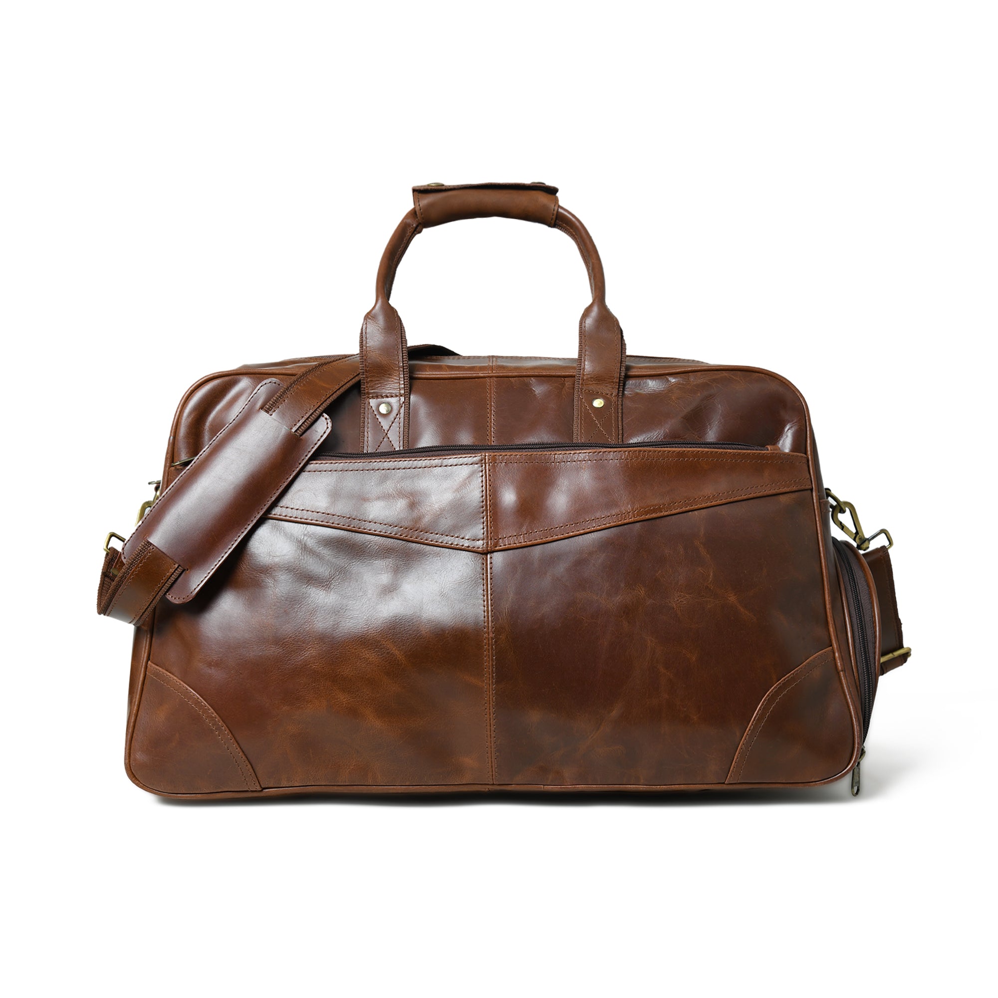 Classic Dark Brown Leather Travel Duffel Bag