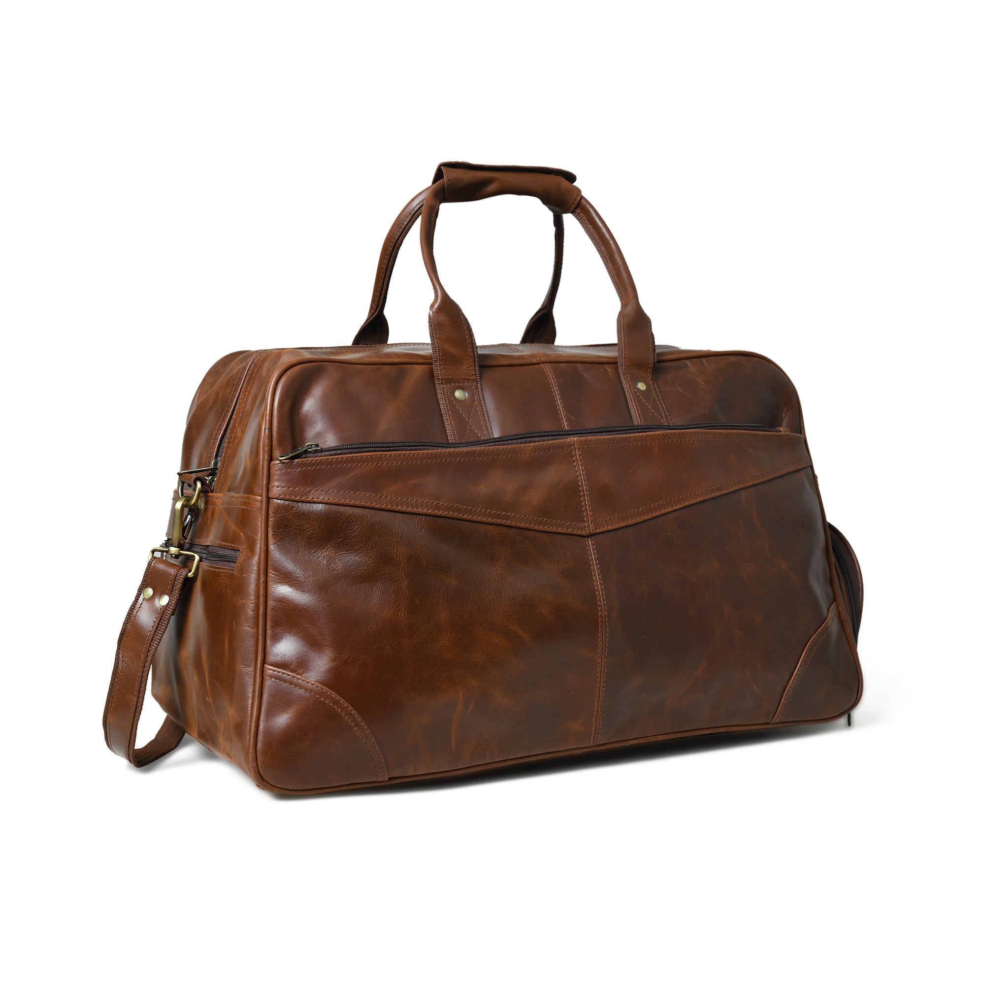 Classic Dark Brown Leather Travel Duffel Bag
