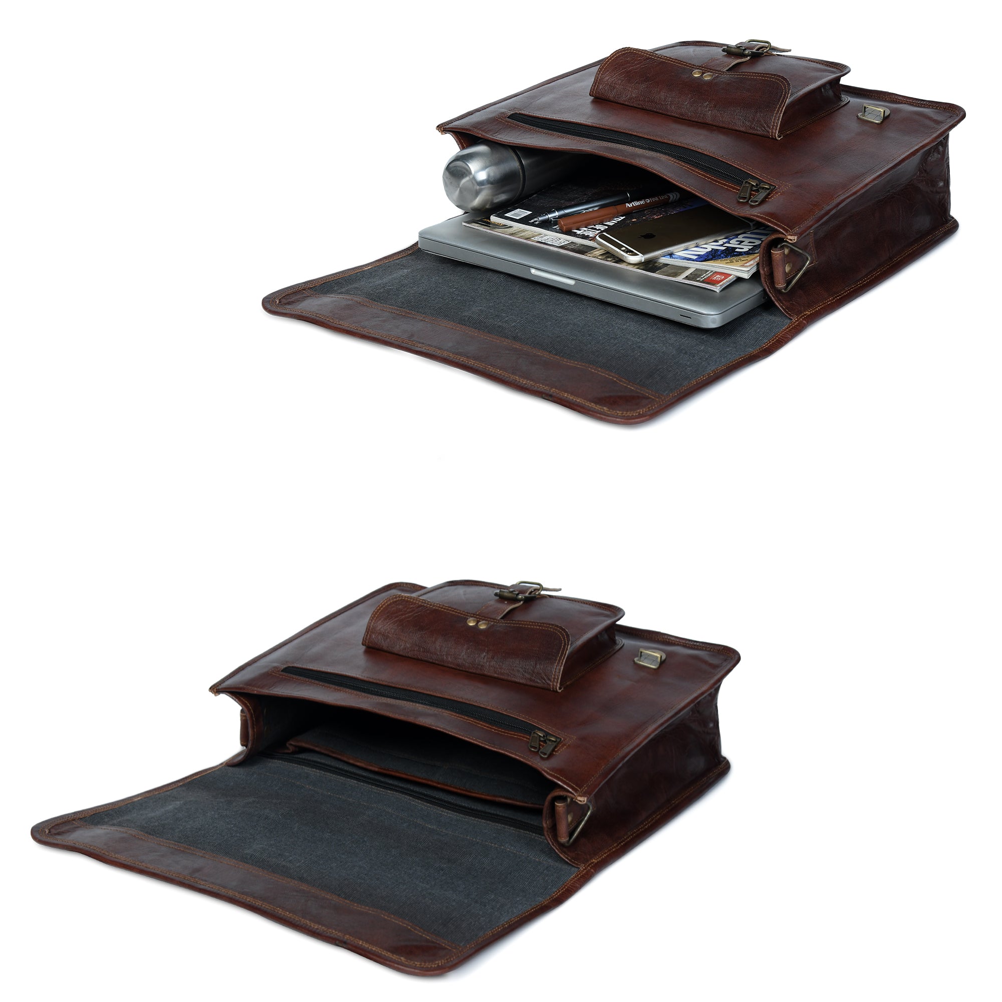 Rich Brown Vintage Leather Messenger Bag