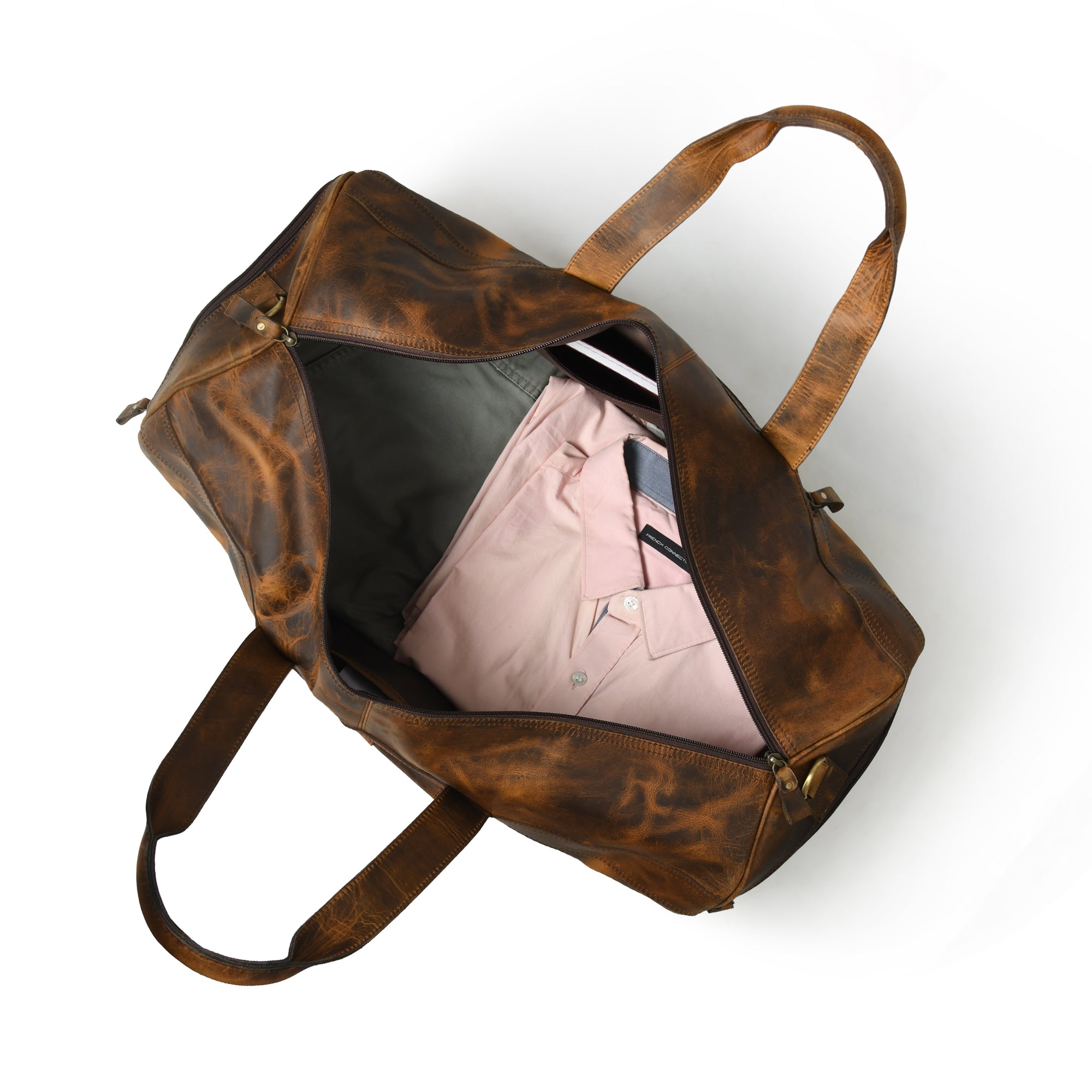 Artisan Tan Leather Weekend Duffel Bag