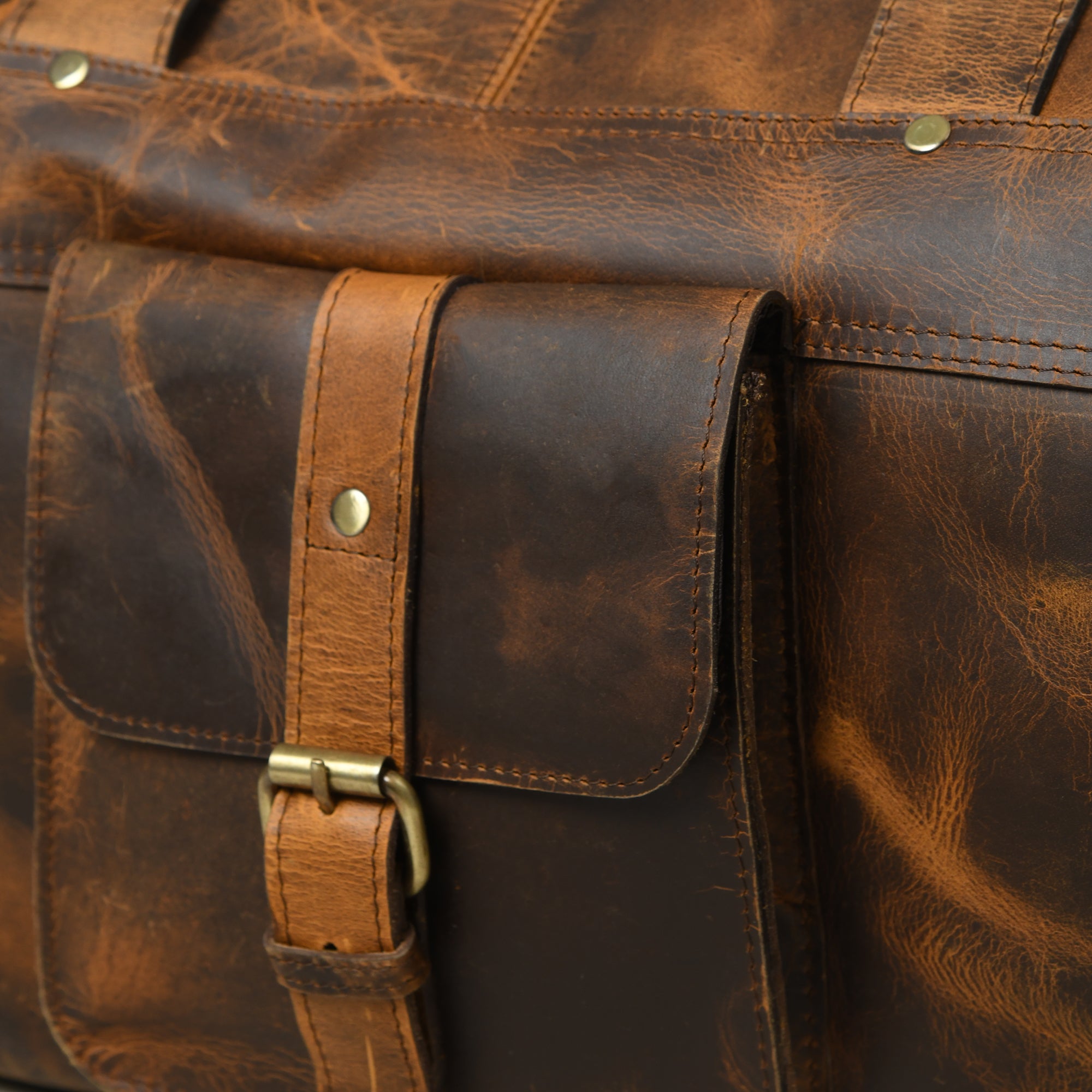 Artisan Tan Leather Weekend Duffel Bag