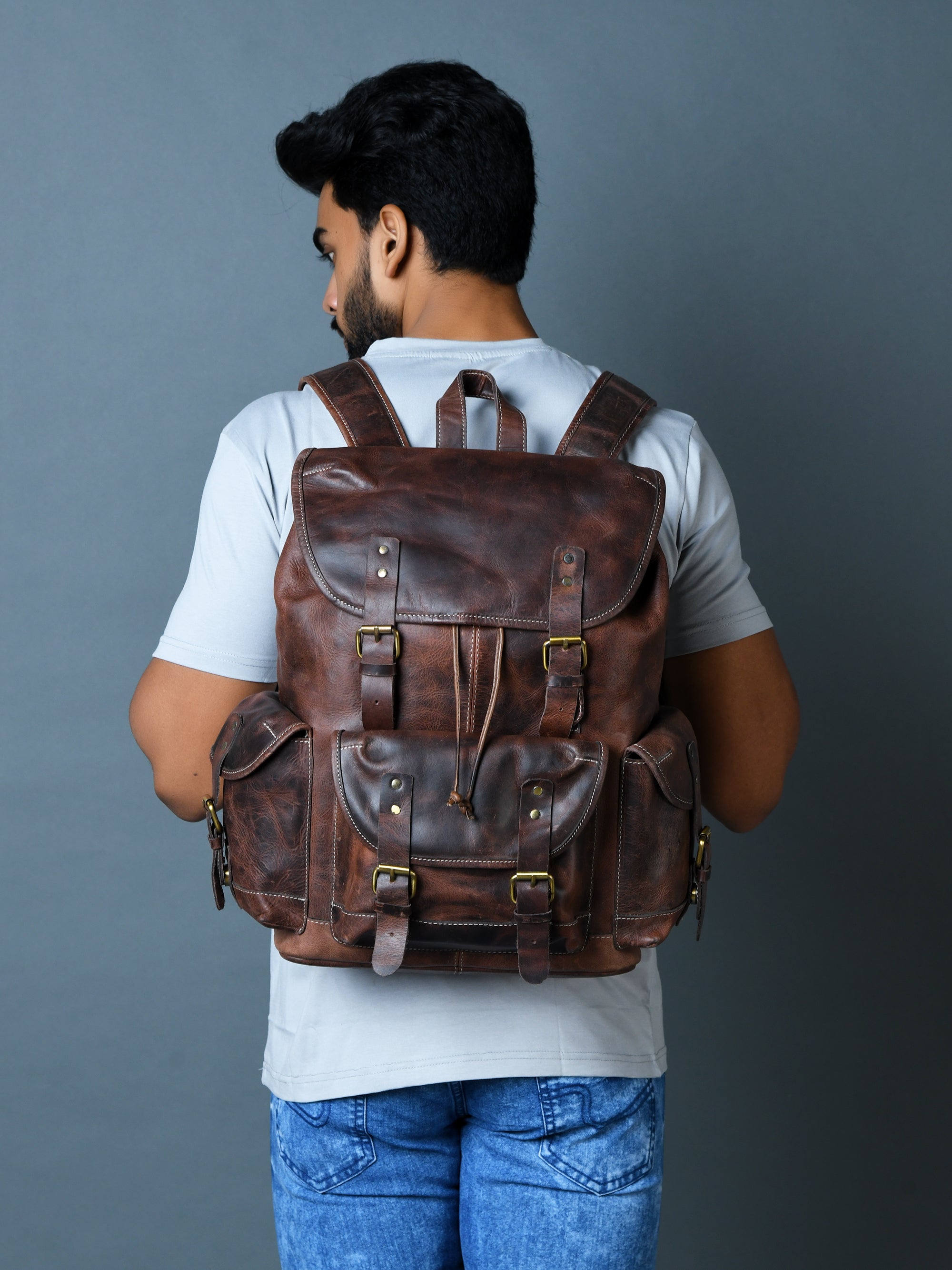 Vintage Brown Genuine Leather Backpack