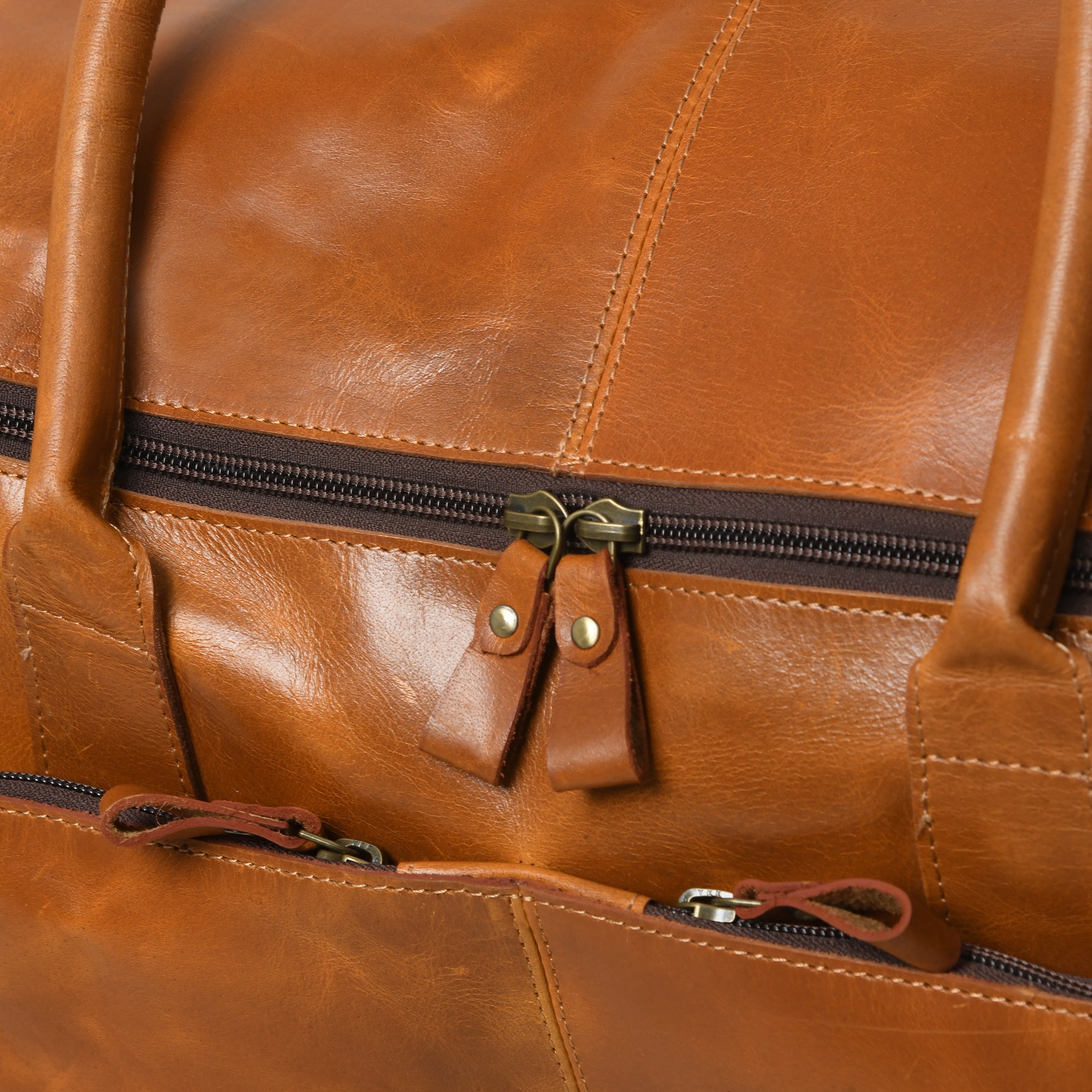 Spacious Dark Brown Leather Travel Duffel Bag