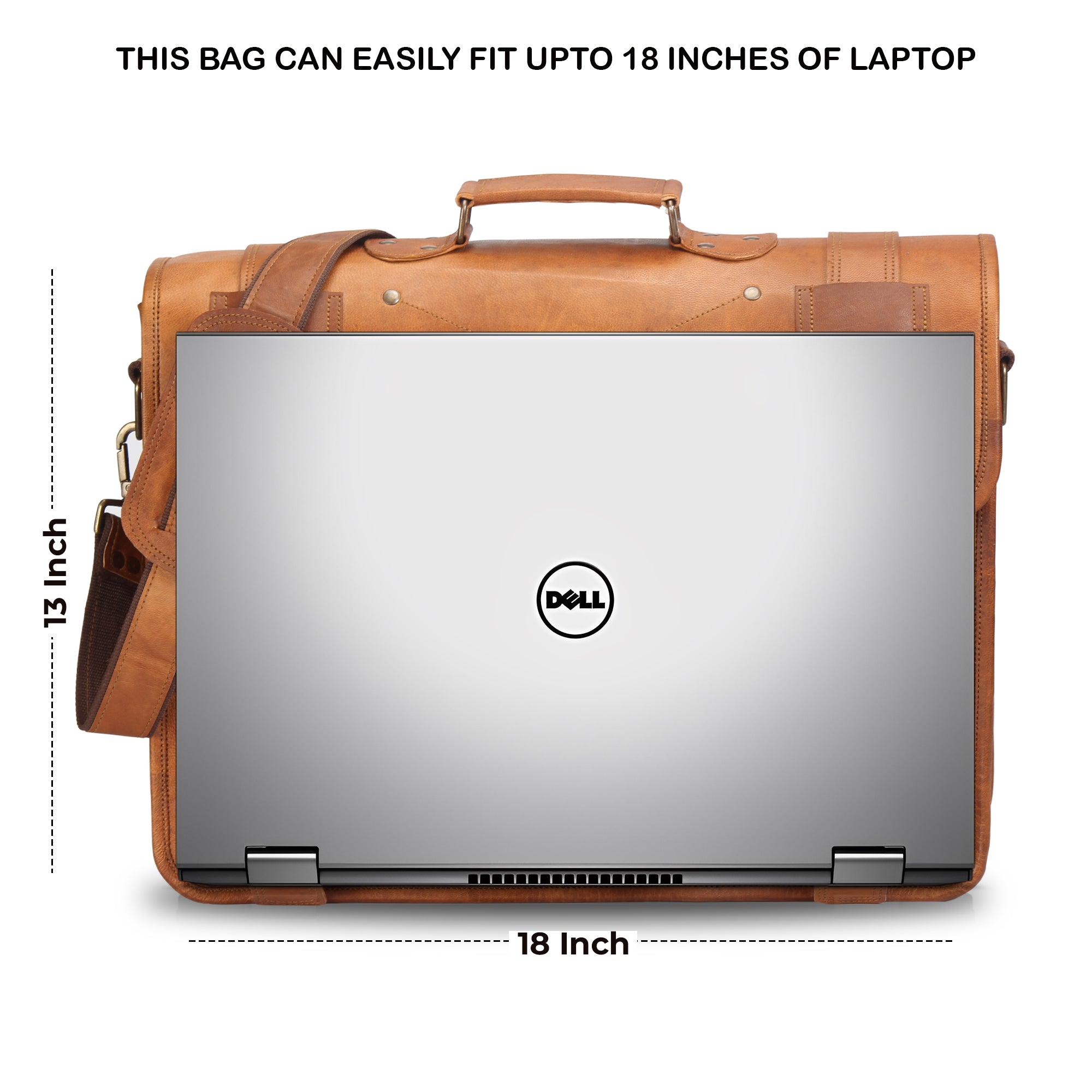 FDM Tan Leather Flap Briefcase