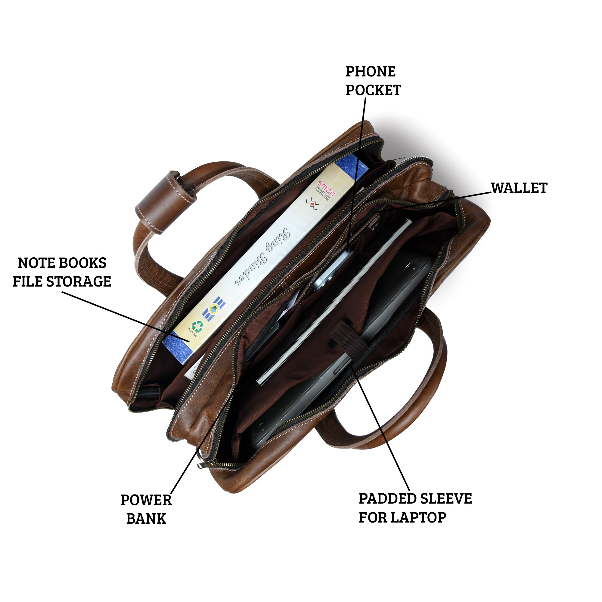 Elegant Dark Brown Leather Flap Briefcase