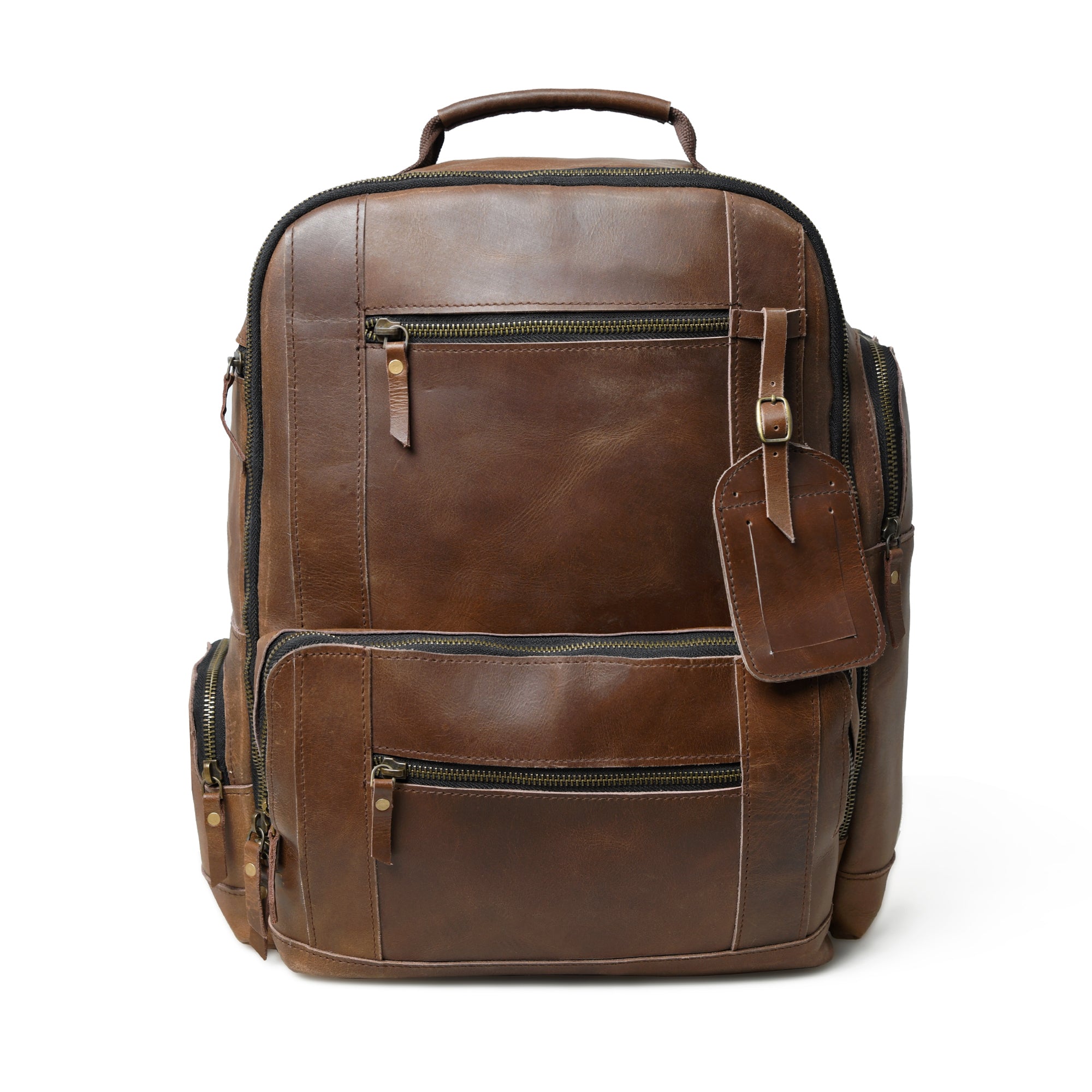 Compact Vintage Full‑Grain Leather Backpack