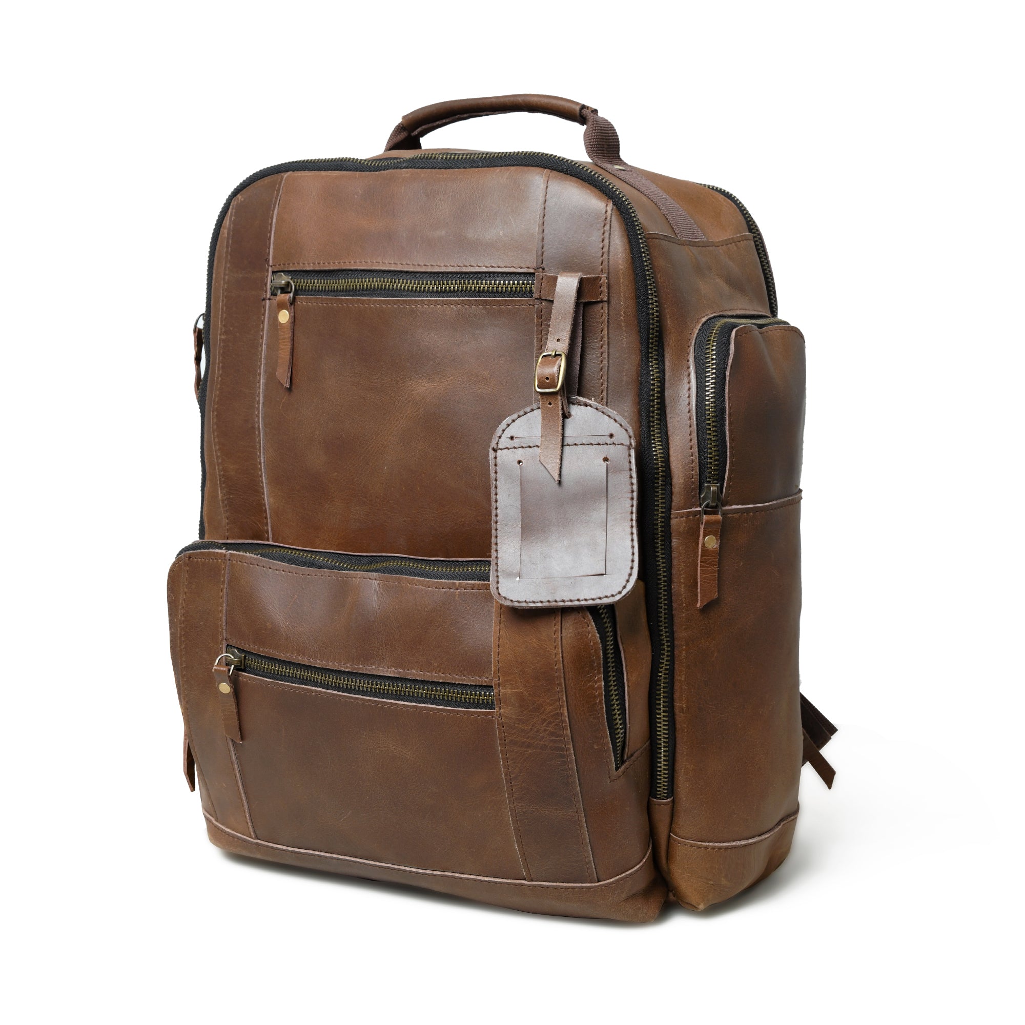 Compact Vintage Full‑Grain Leather Backpack