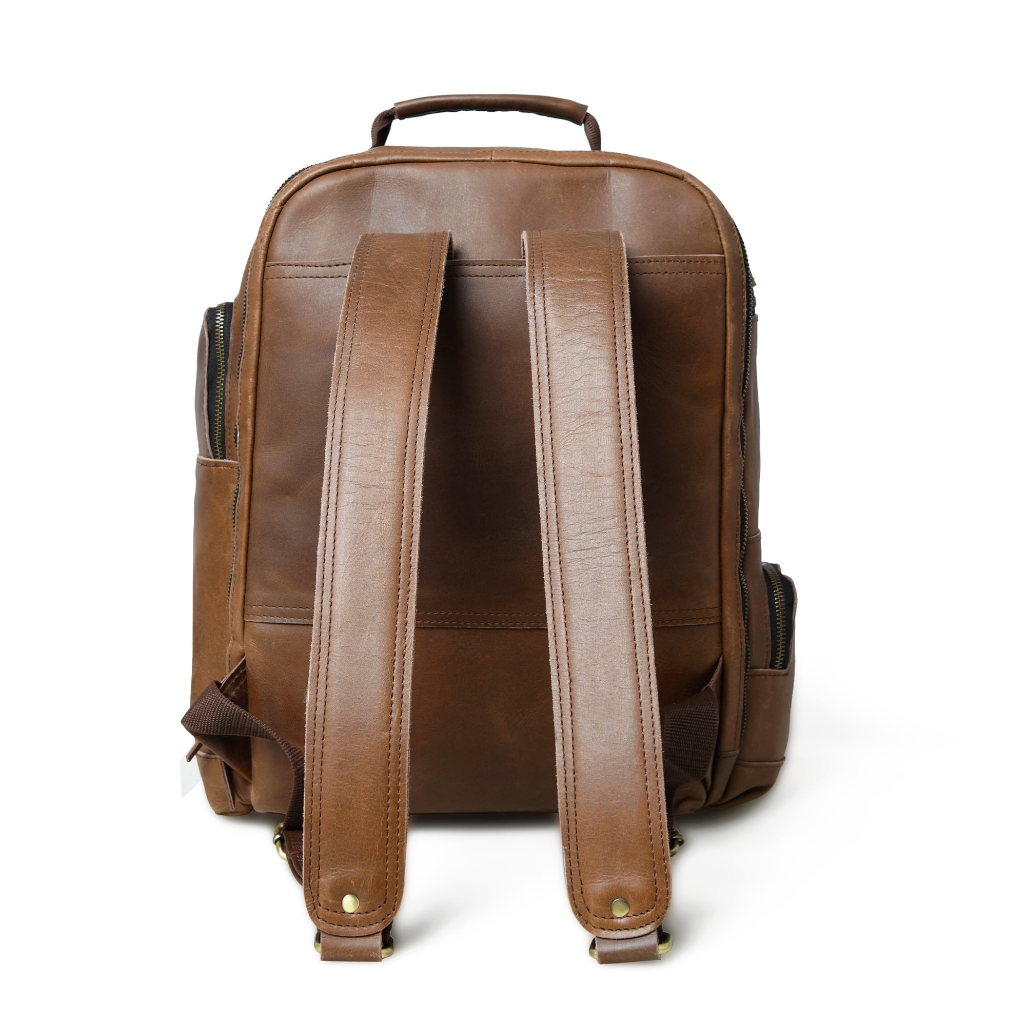 Compact Vintage Full‑Grain Leather Backpack