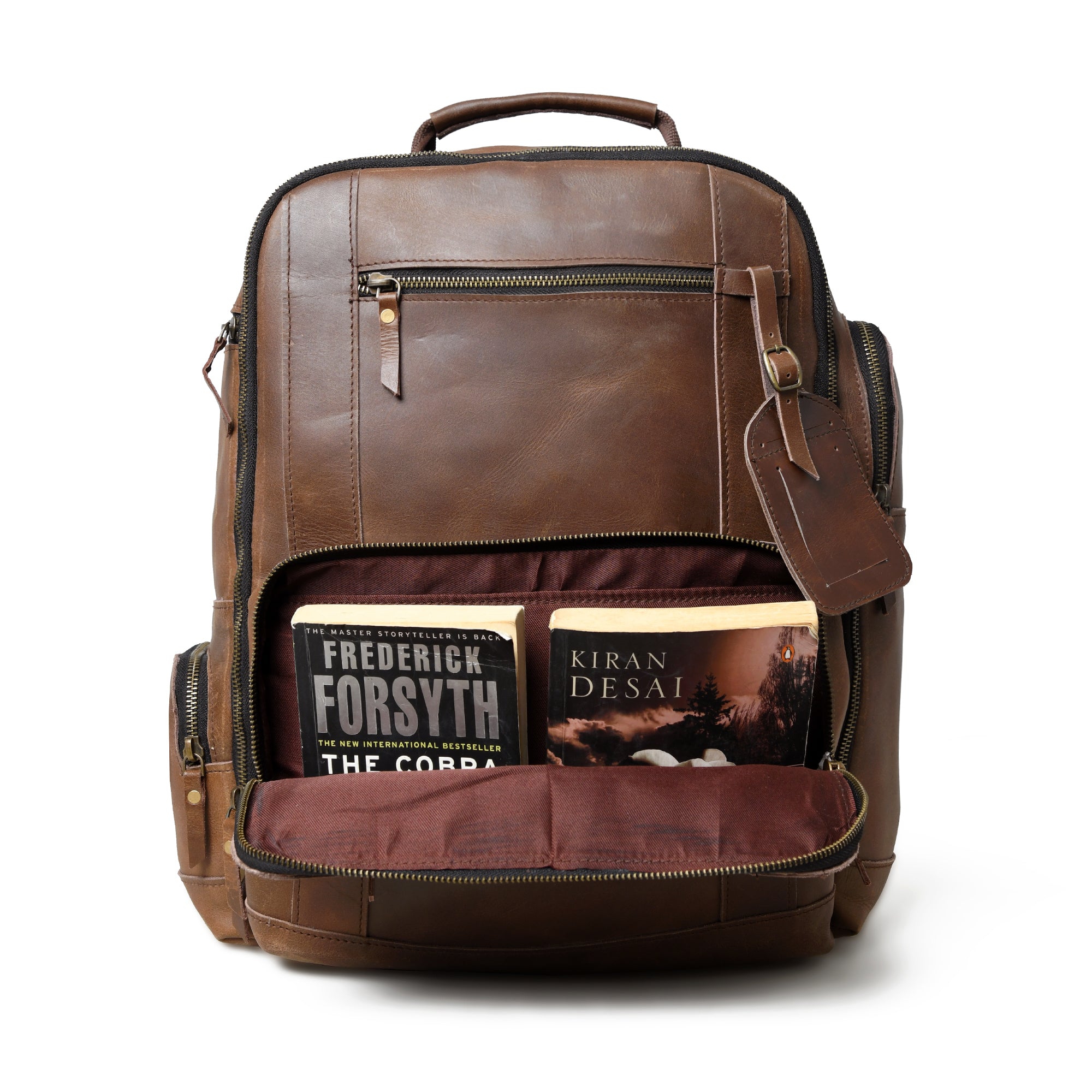 Compact Vintage Full‑Grain Leather Backpack