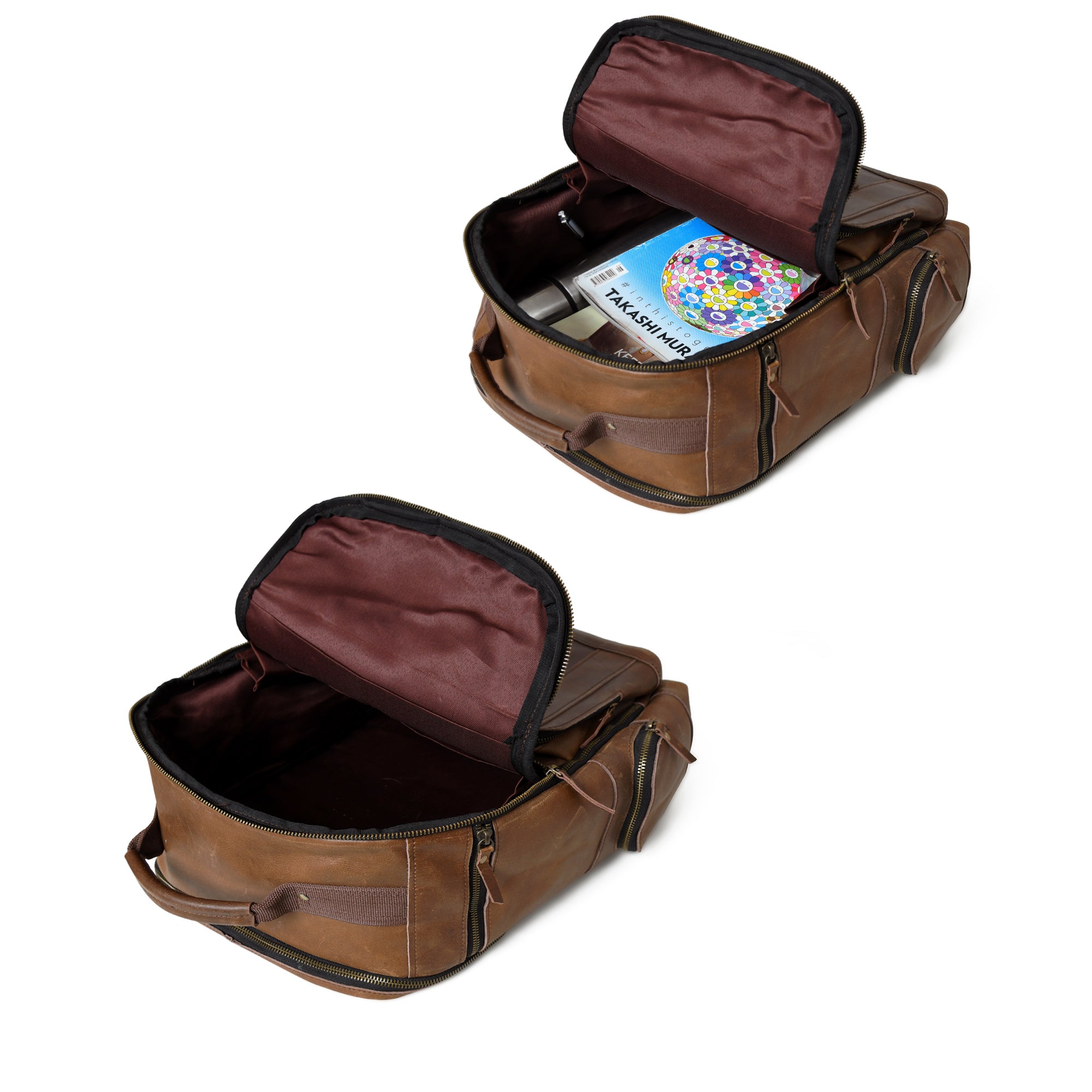 Compact Vintage Full‑Grain Leather Backpack