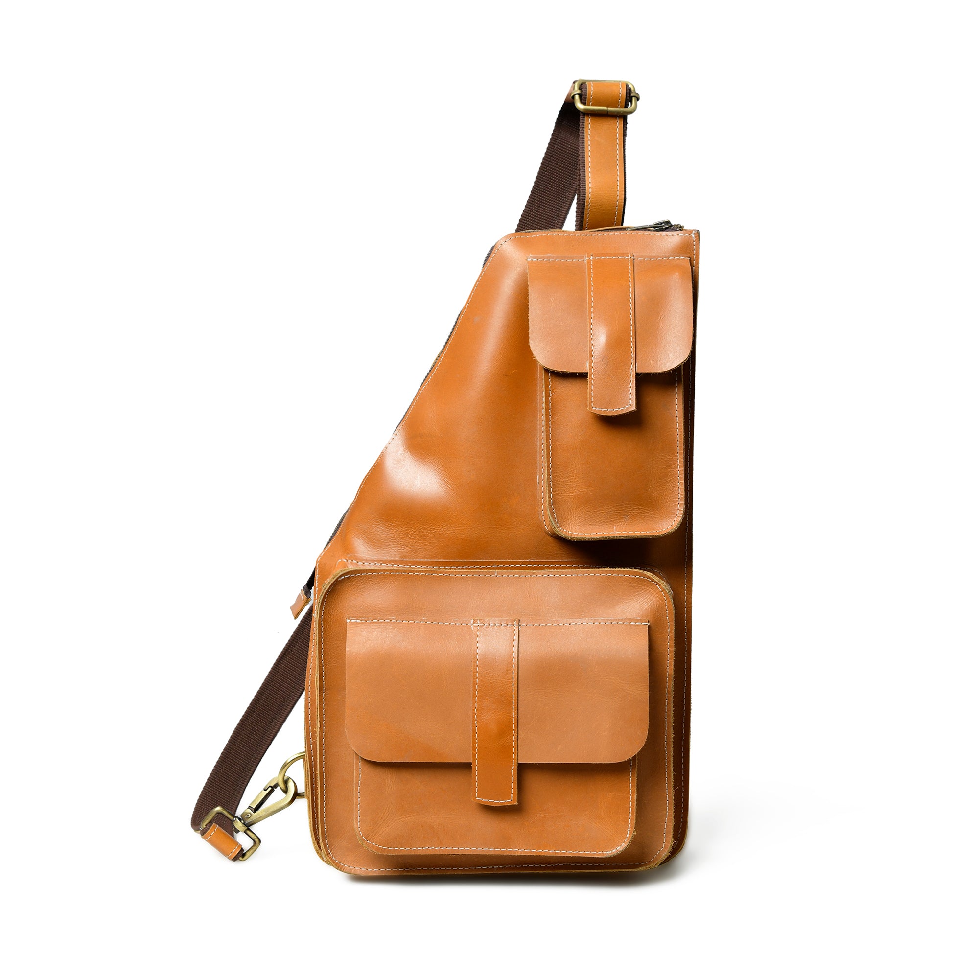 Yellow Leather Crossbody Sling Bag