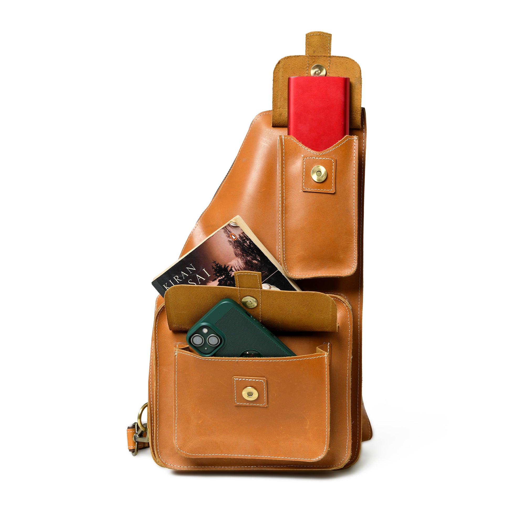 Yellow Leather Crossbody Sling Bag