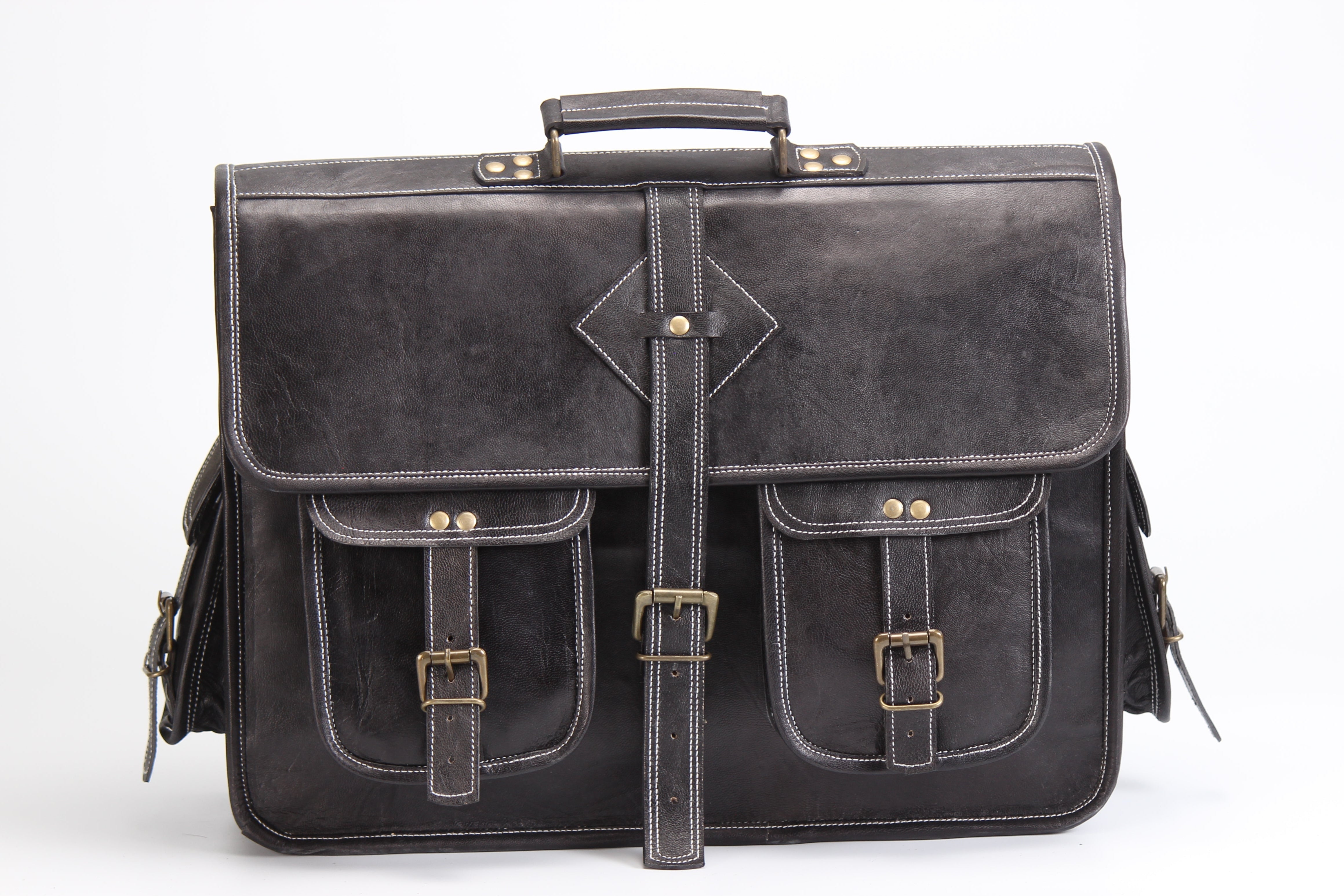 DL Black Leather Messenger Bag