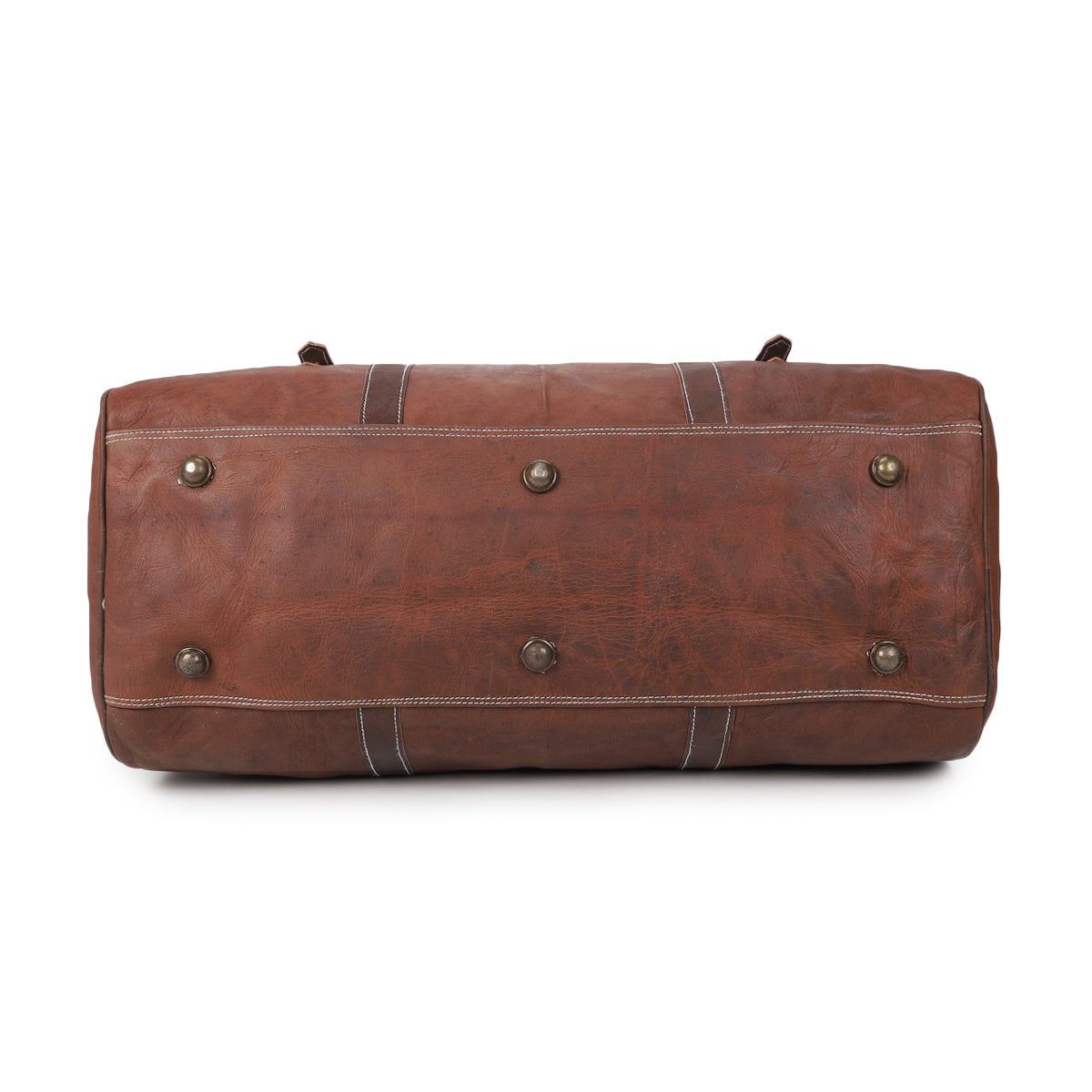 Rugged Leather Multi-Pocket Travel Duffel Bag