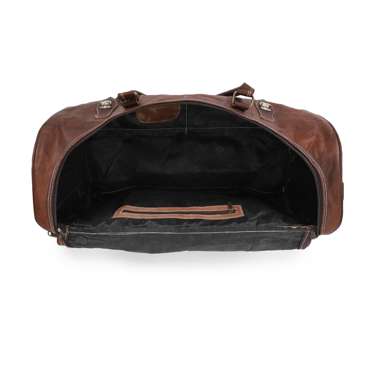 Rugged Leather Multi-Pocket Travel Duffel Bag