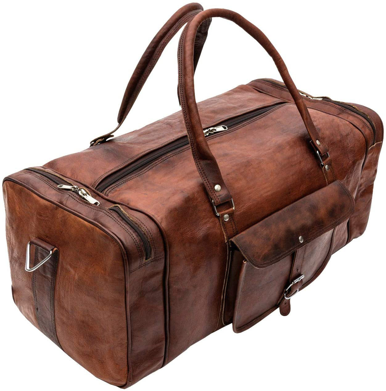 100% full grain leather duffle bag
