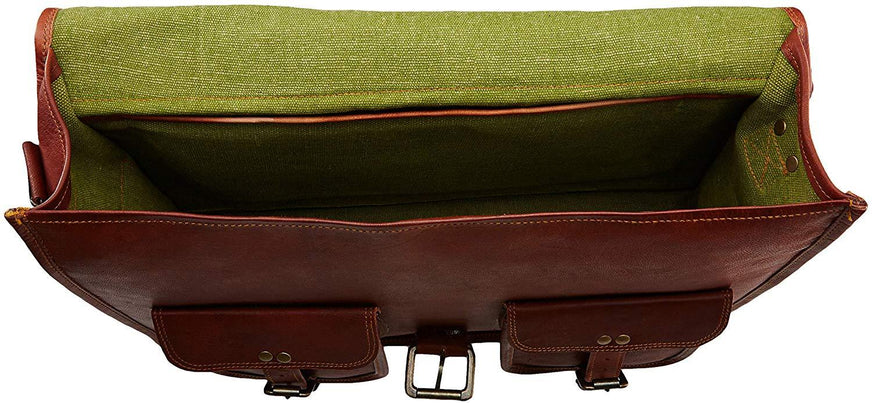 leather messenger bag inside look