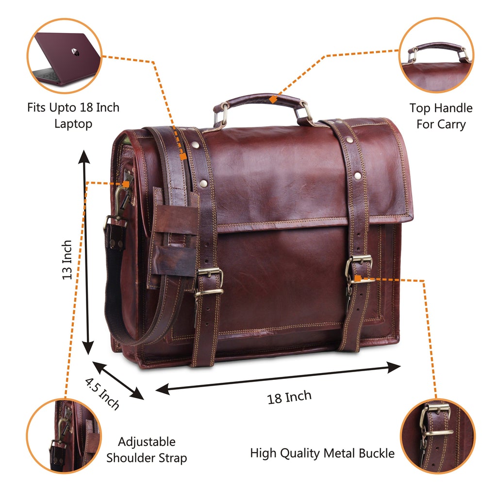 Cherry red Leather Briefcase bag for men 18 inches