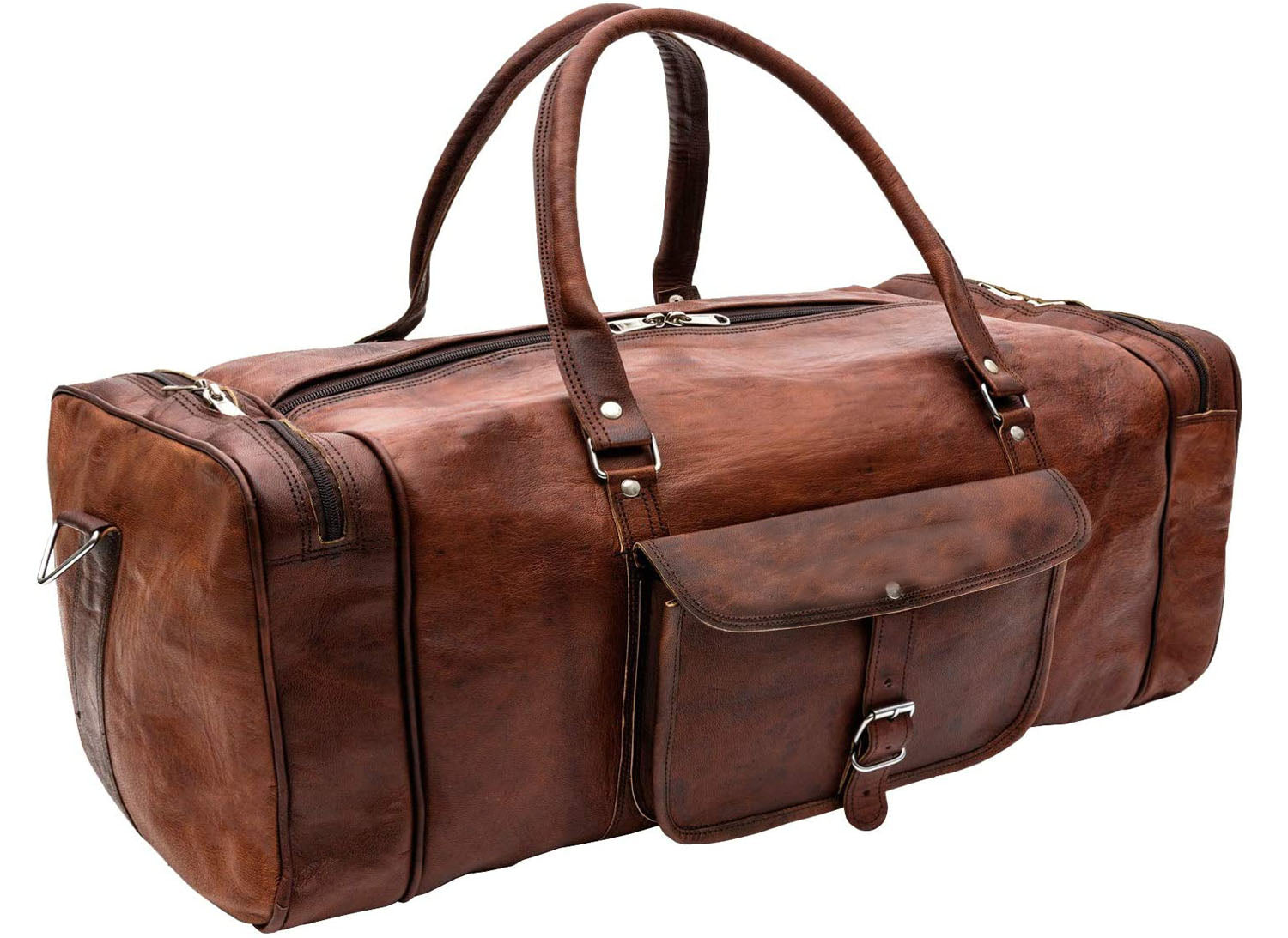 stylish leather duffle bag